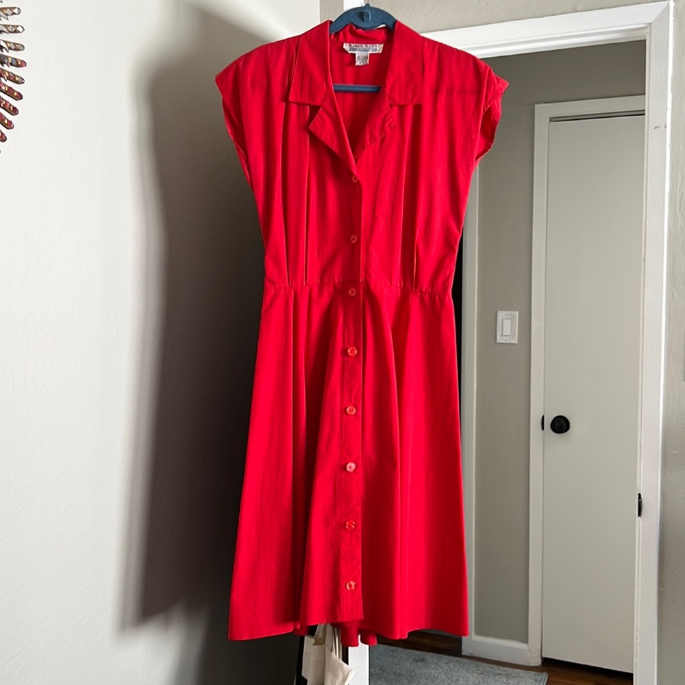 Vintage button up red dress